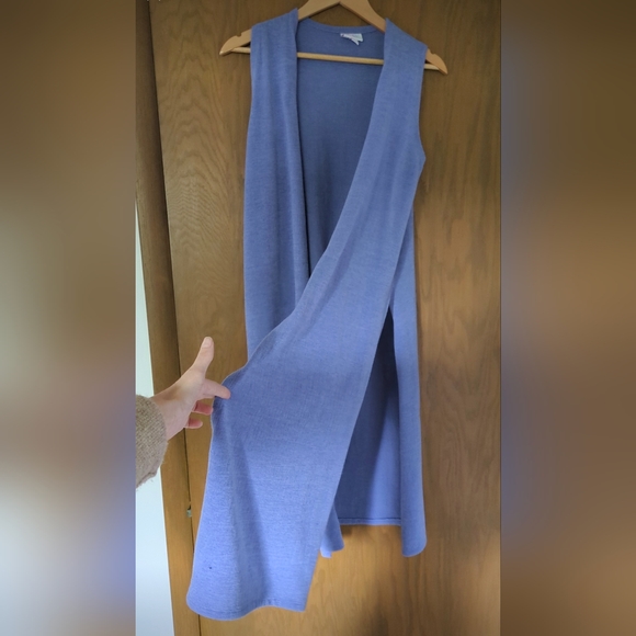 Lularoe Gorgeous Purple Long Sweater Vest with Side Slits, Size Small - Picture 1 of 5